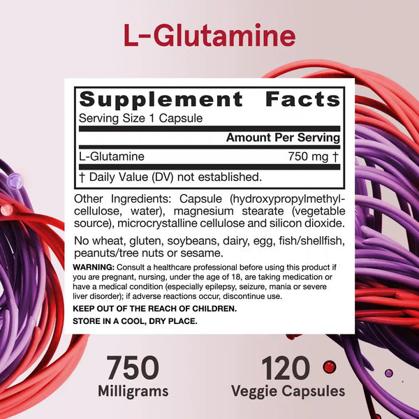 L-Glutamine - 750mg Veggie Capsules